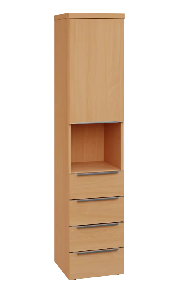 SIN 5 - 44ZND kancelářská skříň, 4-zásuvková/nika, 1-dveřová, pravá, 1820x400x400, buk royal